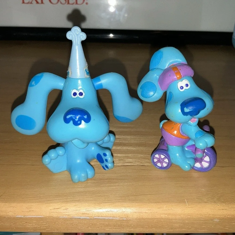 Vintage 1998 Blues Clues Birthday Hat Figure Cake Topper Bike Bicycle Lot Of 2